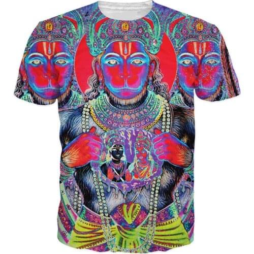 Pop Art Depiction Of The Half Man Hindu God Hanuman T-Shirt Women Men 3d Casual T Shirt Fashion Clothing Summer Style Tees