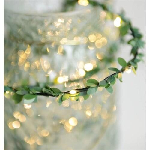 2m Leaf Vine String Lights Garlands Of Decorative LED Lamp Fairy Lights Vase Christmas Lamp Outdoor Garden Decor Luminary