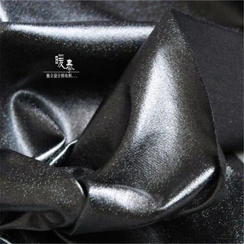 Knit Coated Stretch Cotton Fabric Black Shiny Dots DIY Locomotive Coat Tights Windbreaker Dress Designer Fabric