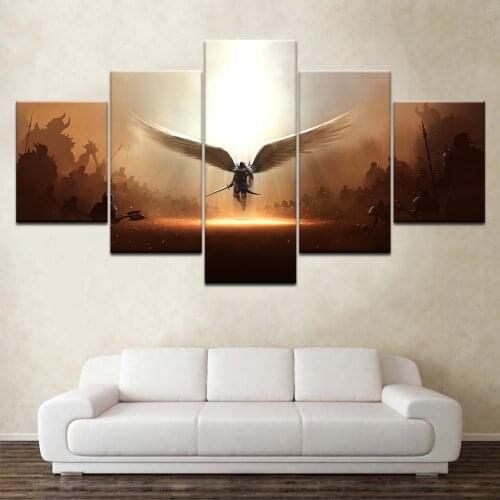 The game Two steps from hell archangel 5 Panels Wallpapers modern Modular Poster art Canvas painting for Living Room Home Decor