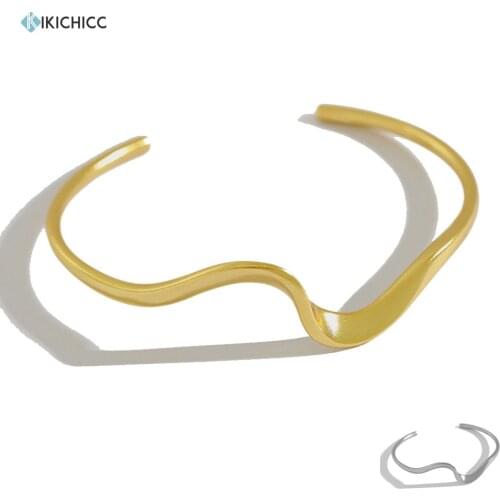 KIKICHICC New 925 Sterling Silver Gold Irregular Twist Bangle Women Fashion Plain Jewelry 2021 Simple Luxury Gift Wedding