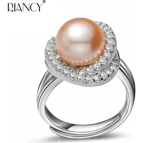Fashion Natural freshwater Blcak pearl ring for women big pearl ring wedding birthday party gift