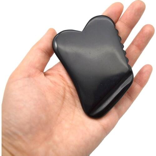 Black Jade Face Guasha Massage Tool Bian Stone Gua Sha Scraper with Comb