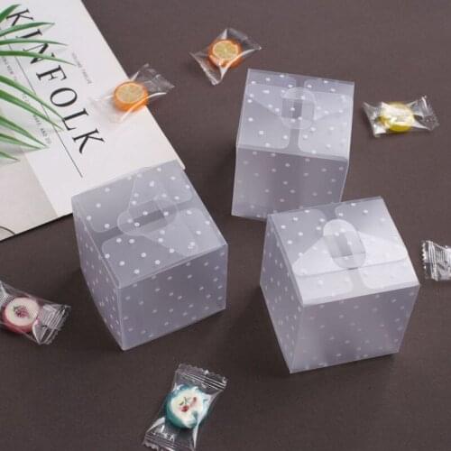Frosted Plastic Gift Box 50PCS Deluxe PVC Gift Package Display Box White Dots Candy Favors Crafts Display Package Box