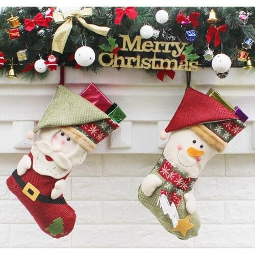 45cm Cute Clothes Art Christmas Socks with Hat for Children Hanging to Waiting Santa Clauses 2019 New Year Presents