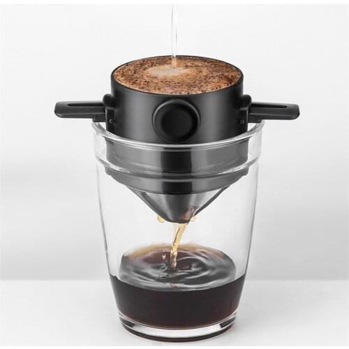 Reusable Coffee Filter Portable Coffee Travel Cup Set Stainless Steel Hand Brew Coffee Dripper Foldable Stand Coffee Dripper