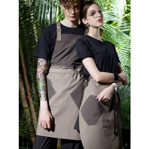 Fashion hanging neck apron cafe tea shop home anti-fouling workwear waiter uniforms apron