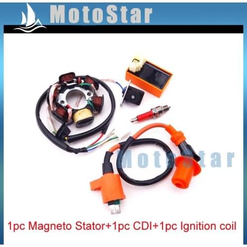 Moped Magneto Stator 6 Poles Racing Ignition Coil 6 Pins AC CDI Box A7TC Spark Plug For Chinese GY6 49cc 50cc Engine Scooter