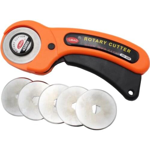 45mm Rotary Cutter Set with 5 pcs Spare Blades Fit Olfa Dafa Fiskars Cutting Fabric Paper Circular Cut Patchwork Craft Leather