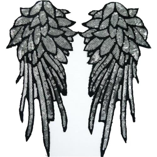 Patches for clothing T shirt Women 27cm Wings Silver Sequined Sequins T-shirt Womens Fashion Tops Shirt Girl Patch Clothes