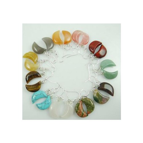 Natural stone Turquoises Quartz Crystal moon earring pendant for diy Jewelry making earring Accessories
