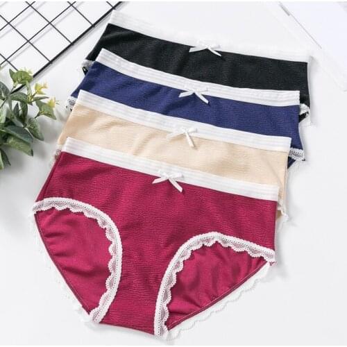 New Lace Ladies Panties Embossed Fabric Soft Breathable Girl Briefs Women Underwear
