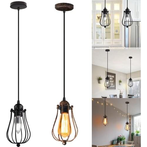 Pendant Lighting Oil Rubbed Bronze LED Indoor Pendant Lamp Iron Cage Hanging Light Fixture for Kitchen Island Bedroom Hallway