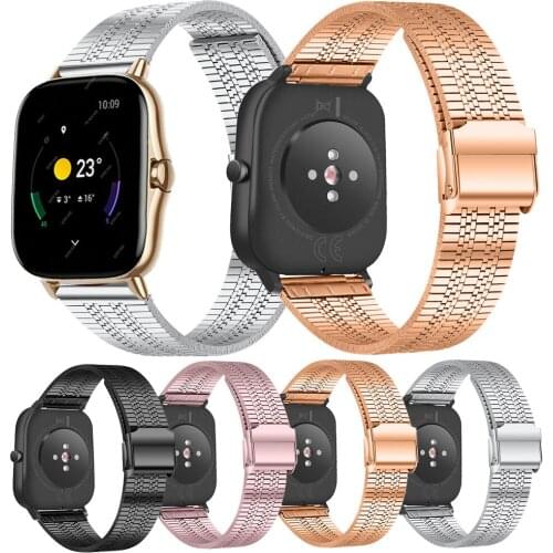 20 22mm Bands For Huami Amazfit GTS 2 2e 2mini Stainless Steel Watch Band Loop For Bip S U Lite GTR 2 2e 42mm 47mm Bracelet