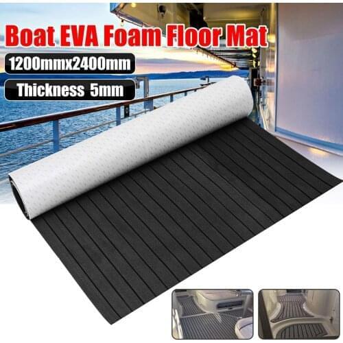 240cm Self-Adhesive EVA Foam Decking Sheet Faux Teak Synthetic Boat Marine Flooring Sheets Anti-Skid Brown Gray Black Striped