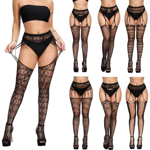 Sexy Lingerie Pantyhose Black Tights Mesh Stockings Sexy Hollow Solid Fishnet Nylon Long Socks Babydoll Erotic Sexy Costumes