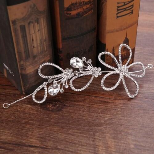 Silver Color Flower Crystal Hairpin Women Rhinestone Hair Jewelry For Wedding Hair Accessories Bride Jewelry