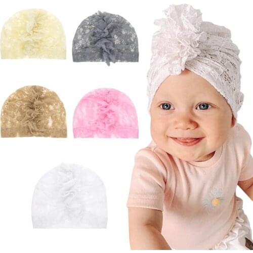 Baby Hat Newborn Girl Turban Inflant Lace Caps Bonnet Beanie Photography Props Headband