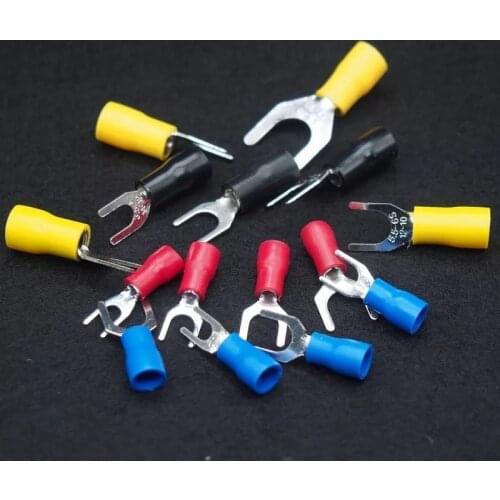 100PCS SV3.5-4/SV3.5-5/6 black Furcate Cable Wire Connector Wire Crimp Terminals Furcate Pre-Insulating Fork Spade 14~12AWG
