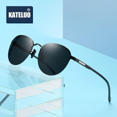 KATELUO Aluminum Mens Sunglasses Polarized Lens Brand Design Rimless Sun glasses Coating Mirror Glasses for Men H593