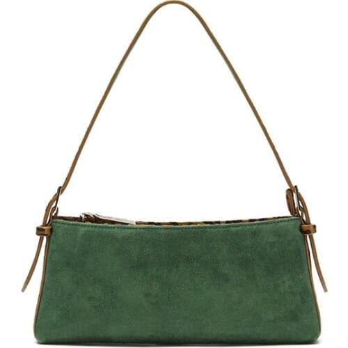 Retro Armpit Shoulder Bags Women Green Totes Shoulder Purse Nubuck leather Vintage Women Handabg And Purse Fashion Hobo Bags