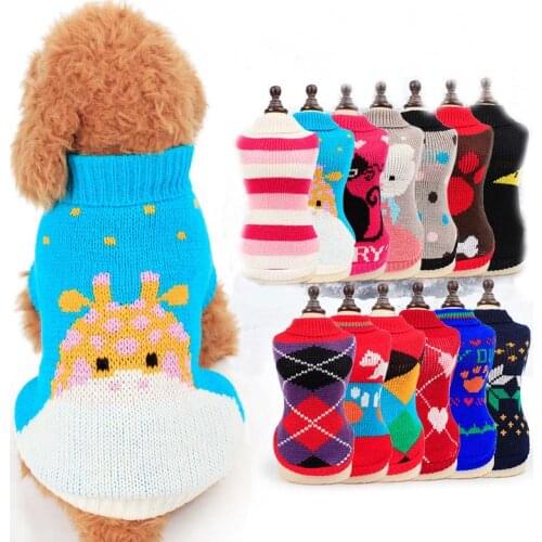 Random Color Puppy Dog Sweater Christmas New Year Winter Sphinx Cat Clothes for Small Medium Dogs Cats Chihuahua Pet Clothing