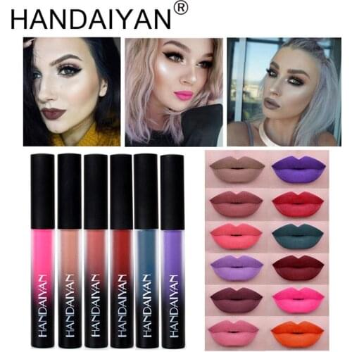 HANDAIYAN Waterproof Velvet Lipstick Long Lasting Matte Lipstick Women Sexy Makeup Cosmetic Liquid Lip Gloss Beauty Lip Make Up