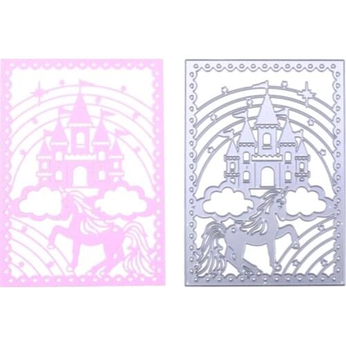 YINISE Metal Cutting Dies For Scrapbooking Stencils Castle Unicorn DIY PAPER Album Cards MAKING Embossing Folder Die CUT Cuts