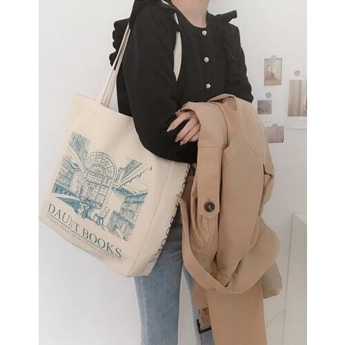 Women Canvas Shoulder Bag London Daunt Books Daily Shopping Bags Students Book Bag Cotton Cloth Handbags Large Tote For Girls