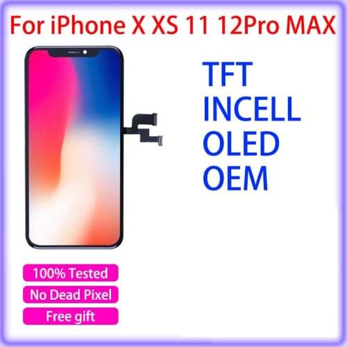 Original Grade For iphone X Display OLED XS MAX XR TFT With 3D Touch Digitizer Assembly 11Pro Max LCD Screen Replacement Display
