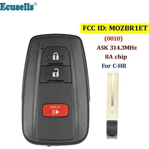 2+1/3 button ASK 314.3MHz smart remote key fob with 8A chip FCC ID:BRIET-0010-US suit for Toyota C-HR 2018 2019 MOZBR1ET
