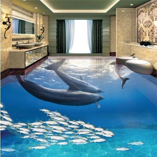 Beibehang Dolphin Underwater World 3D 3D Bathroom Flooring Customized Nonwovens Wallpaper Background