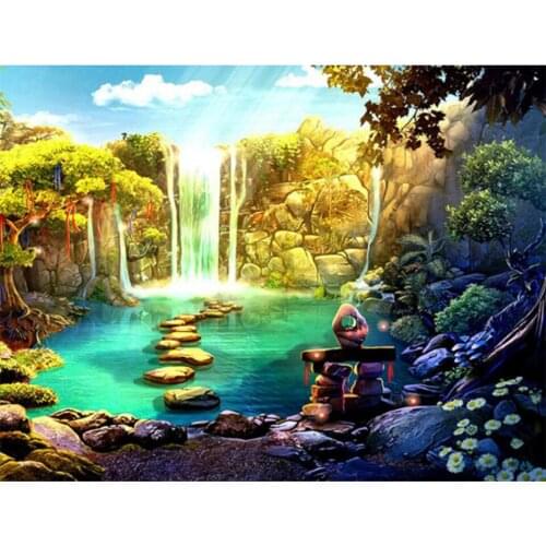 5D Diamond Painting by Number Full Resin Crafts Square Drill Diy Mountains Water Nature Scenery Cross Stitch Diamond Embroidery