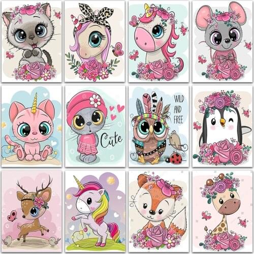 5D DIY Diamond Painting flowers animals unicorn Cat fox giraffe Full Square&Round mosaic embroidery Cross stitch home decor art