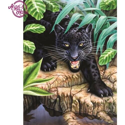 5D Diy Diamond Embroidery Animal Black Leopard Diamond Mosaic Panther Diamond Painting Cross Stitch Wedding Wall Stickers