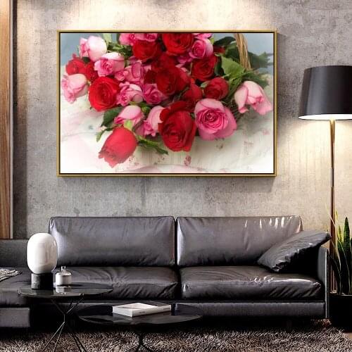 Artcozy Oil Canvas Painting roses_flowers_lot_basket For Home Decoration Wall Art