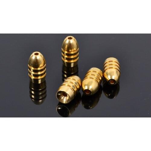 Free Shipping tulinoya Fishing Accessories Threaded Bullet Copper fishing sinker 3.5g 10pcs/lot
