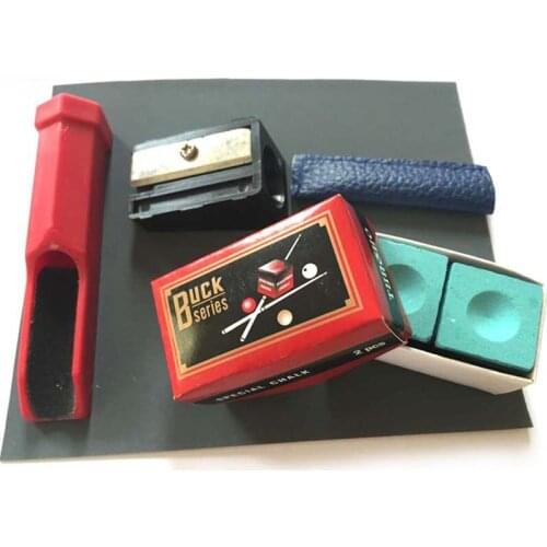 Xmlivet Billiards Pool Cue Repairer Tool Set 6pcs different repairer tools with chalks/tip sharpener/sandpaper/tip sander