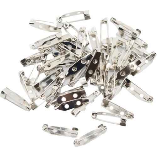 50 Pieces Silver Metal Crafts Brooch Back Clasp Pin Safety Bar Brooches Jewelry Findings