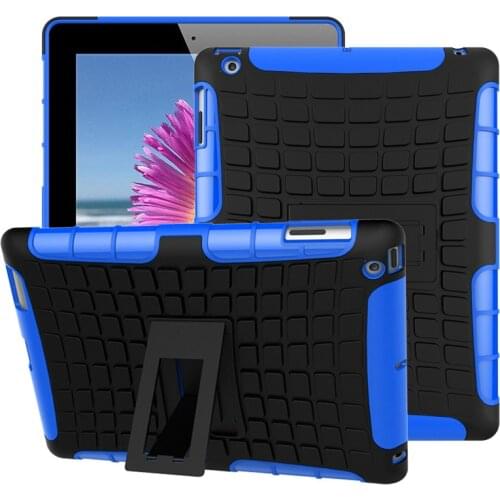 Tablet Case for Apple iPad 2 3 4 TPU and PC Armor Cover for iPad Model A1430 A1460 A1395 Hybrid Shockproof Active Stand+Gifts