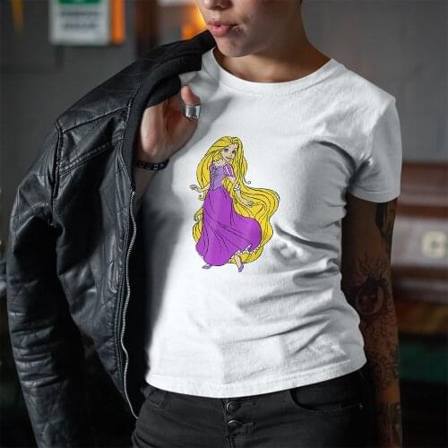 Disney Summer New Products Women T-shirt Rapunzel Princess Short Sleeve Comfort Dropship Fashion Color T Shirt Female Kawaii Top