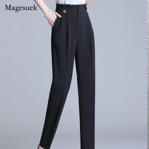 Elegant Womens Autumn 2021 Suit Pants Pants Slim Plus Size Long Pants Pencil Pants Casual Office Lady Straight Trousers 16664