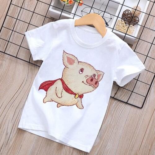Boys T Shirts Summer New Print Girl Clothes Cute Pig Fashion Kids T Shirt Casual Children Tops Round Neck White Clothes