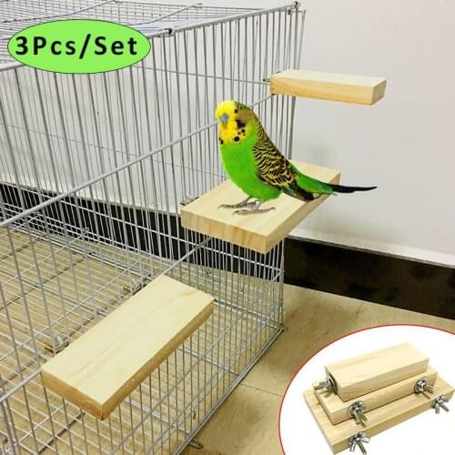 Bird Toys Natural Wood Perches Parrot Stand Platform Training Toy Parakeet Cage Birds Supplies