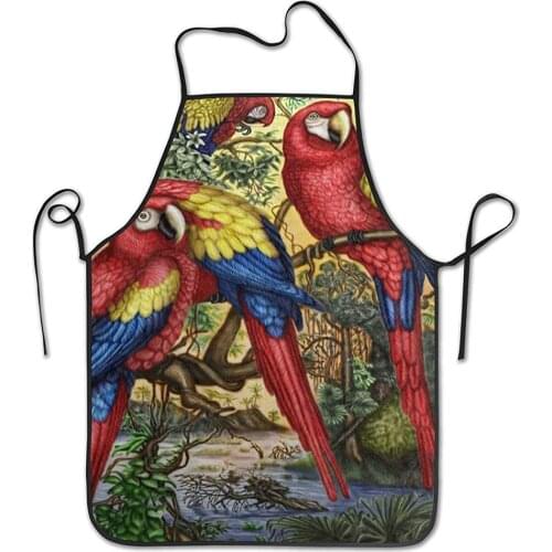 Personalized Kitchen Apron, Cool Apron Customized Grill Apron for Cooking Baking Gardening Painting Parrot Bird Art
