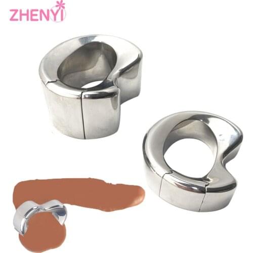 BestSell Stainless Steel Penis Lock Ring Heavy Duty Weight Male Metal Ball Stretcher Scrotum Delay Male Ejaculation BDSM Sex Toy