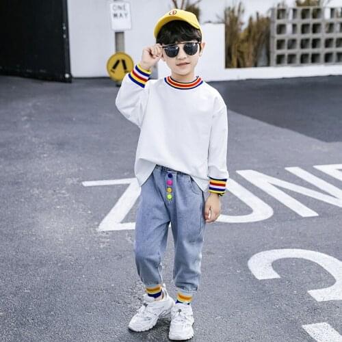 Rainbow Spring Autumn Childrens Clothes Set Boys Sweatshirts + Pants 2pcs/Set Kids Teenage Gift Formal Clothing High Quality