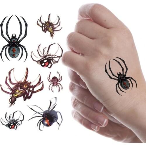 80% Hot Sale Waterproof Tattoo Sticker 3D Effect Ultra Thin Fashion Design Temporary Spider Body Art Sticker for Unisex