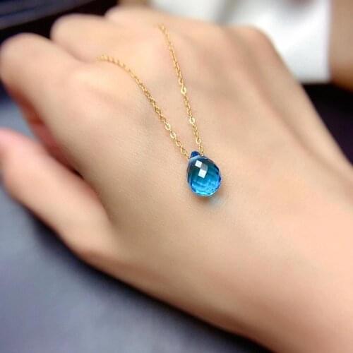 The Best engagement Gift Topaz Necklace Pendant 925 sterling silver Fine jewelry Natural And Real Topaz Necklace