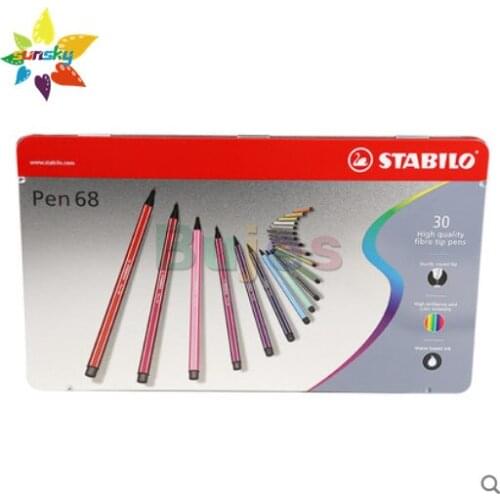 Stabilo 30 color Watercolor pen iron box set for children can be washed, safe and non-toxic professional drawing art supplies